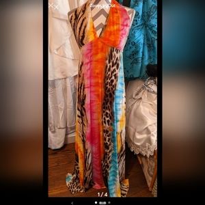 Excellent condition size medium halter top, animal print/tie dye dress